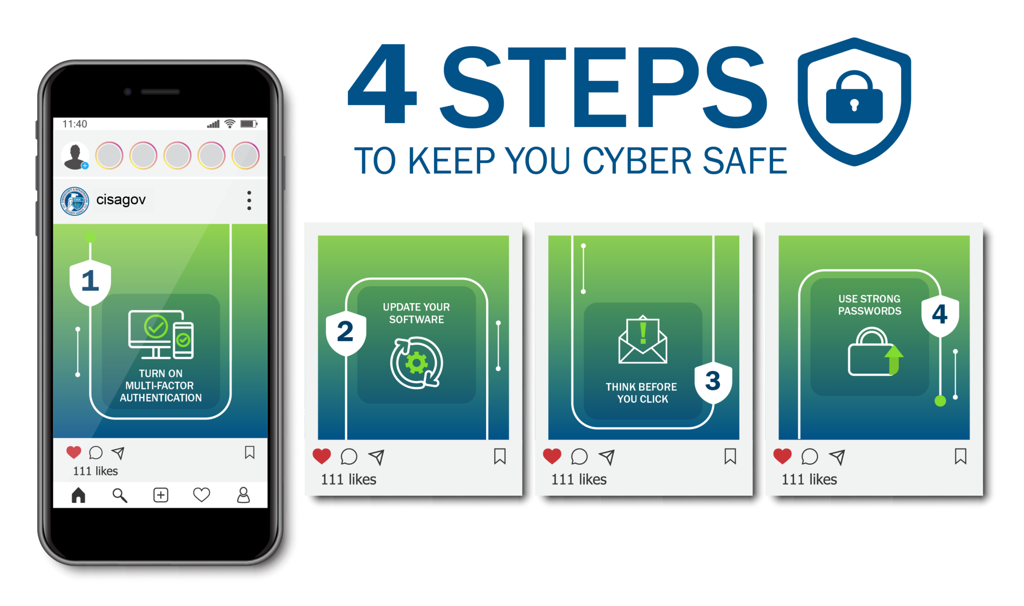 CISA 4 Steps to Keep You Cyber Safe Campaign Graphics